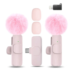Hitozon 2-Pack USB-C Chargeable Wireless Lapel Mic with Noise Reduction, Mute, Record Functions, Plug-And-Play for Podcast/Streaming Setup, Abs, Business, Iphone, Ipad, Android Smartphone Audio Recording