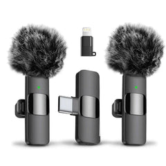 Hitozon 2-Pack USB-C Chargeable Wireless Lapel Mic with Noise Reduction, Mute, Record Functions, Plug-And-Play for Podcast/Streaming Setup, Abs, Business, Iphone, Ipad, Android Smartphone Audio Recording