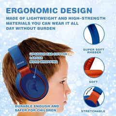 Safe Kids Headphones 85Db Volume Limit – Hearing Protection Wired Headset with Microphone for School & Online Learning