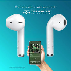 Wireless Earphone Shape Speaker, USB Charging Support Microphone FM Radio TF Card Wireless Loudspeaker, 360° Stereo Hifi Sound Portable Airpod Speaker