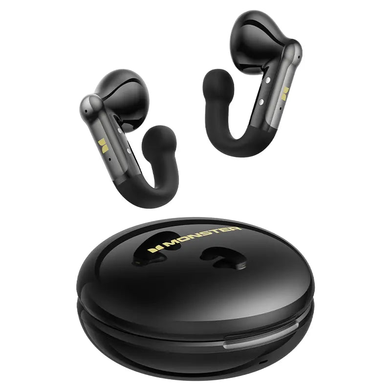MONSTER Open Ear Clip-On Earbuds, Bluetooth 6.0 Wireless Earphones with 13Mm Drivers, 4.3G Ultra-Light J-Shaped Comfort Fit, ENC Clear Calls, 165H Playtime, Water-Resistant Sports Headphones for Running & Workouts Tiktokshopbacktoschool