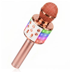 Karaoke Microphone, 4 1 Wireless Microphone with LED Lights Handheld Portable Karaoke Machine, Home KTV Player, Compatible with Android & Ios Devices(Purple)