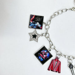 Music Inspired Michael Jackson Charm Bracelet, Vintage Link Chain Bracelet with Microphone, Jacket & Album Charms, Unisex Fan Gift, Back to School