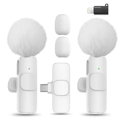Hitozon 2-Pack USB-C Chargeable Wireless Lapel Mic with Noise Reduction, Mute, Record Functions, Plug-And-Play for Podcast/Streaming Setup, Abs, Business, Iphone, Ipad, Android Smartphone Audio Recording