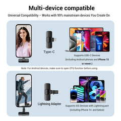 Hitozon 2-Pack USB-C Chargeable Wireless Lapel Mic with Noise Reduction, Mute, Record Functions, Plug-And-Play for Podcast/Streaming Setup, Abs, Business, Iphone, Ipad, Android Smartphone Audio Recording