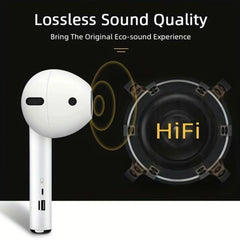 Wireless Earphone Shape Speaker, USB Charging Support Microphone FM Radio TF Card Wireless Loudspeaker, 360° Stereo Hifi Sound Portable Airpod Speaker