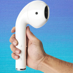 Wireless Earphone Shape Speaker, USB Charging Support Microphone FM Radio TF Card Wireless Loudspeaker, 360° Stereo Hifi Sound Portable Airpod Speaker