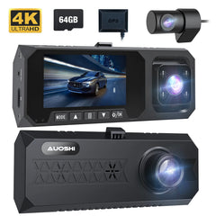 3 Channel Dash Cam Front and Rear, 4K/2.5K + 1080P Premium Car Camera for Cars with Wi-Fi GPS, Night Vision, 3.16" IPS Touchscreen, 24H Parking Mode, WDR, Type-C, 64GB SD Card Included