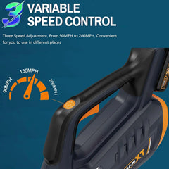 MAXXT 20V Cordless Brushless Motor Leaf Blower - 360CFM, 200MPH Max Speed, 3-Speed Adjustable, 2.0Ah Battery, 30-Minute Runtime, Portable Handheld Electric Tool for Garden, Outdoor Surfaces Cleaning Power Tool Heavy Duty