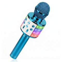 Karaoke Microphone, 4 1 Wireless Microphone with LED Lights Handheld Portable Karaoke Machine, Home KTV Player, Compatible with Android & Ios Devices(Purple)