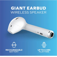 Wireless Earphone Shape Speaker, USB Charging Support Microphone FM Radio TF Card Wireless Loudspeaker, 360° Stereo Hifi Sound Portable Airpod Speaker