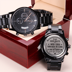 To My Soulmate Turn Back the Clock (Charcoal Black) – Men's Watch