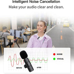 Hitozon 2-Pack USB-C Chargeable Wireless Lapel Mic with Noise Reduction, Mute, Record Functions, Plug-And-Play for Podcast/Streaming Setup, Abs, Business, Iphone, Ipad, Android Smartphone Audio Recording