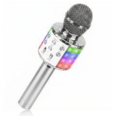 Karaoke Microphone, 4 1 Wireless Microphone with LED Lights Handheld Portable Karaoke Machine, Home KTV Player, Compatible with Android & Ios Devices(Purple)