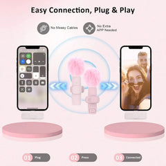 Hitozon 2-Pack USB-C Chargeable Wireless Lapel Mic with Noise Reduction, Mute, Record Functions, Plug-And-Play for Podcast/Streaming Setup, Abs, Business, Iphone, Ipad, Android Smartphone Audio Recording